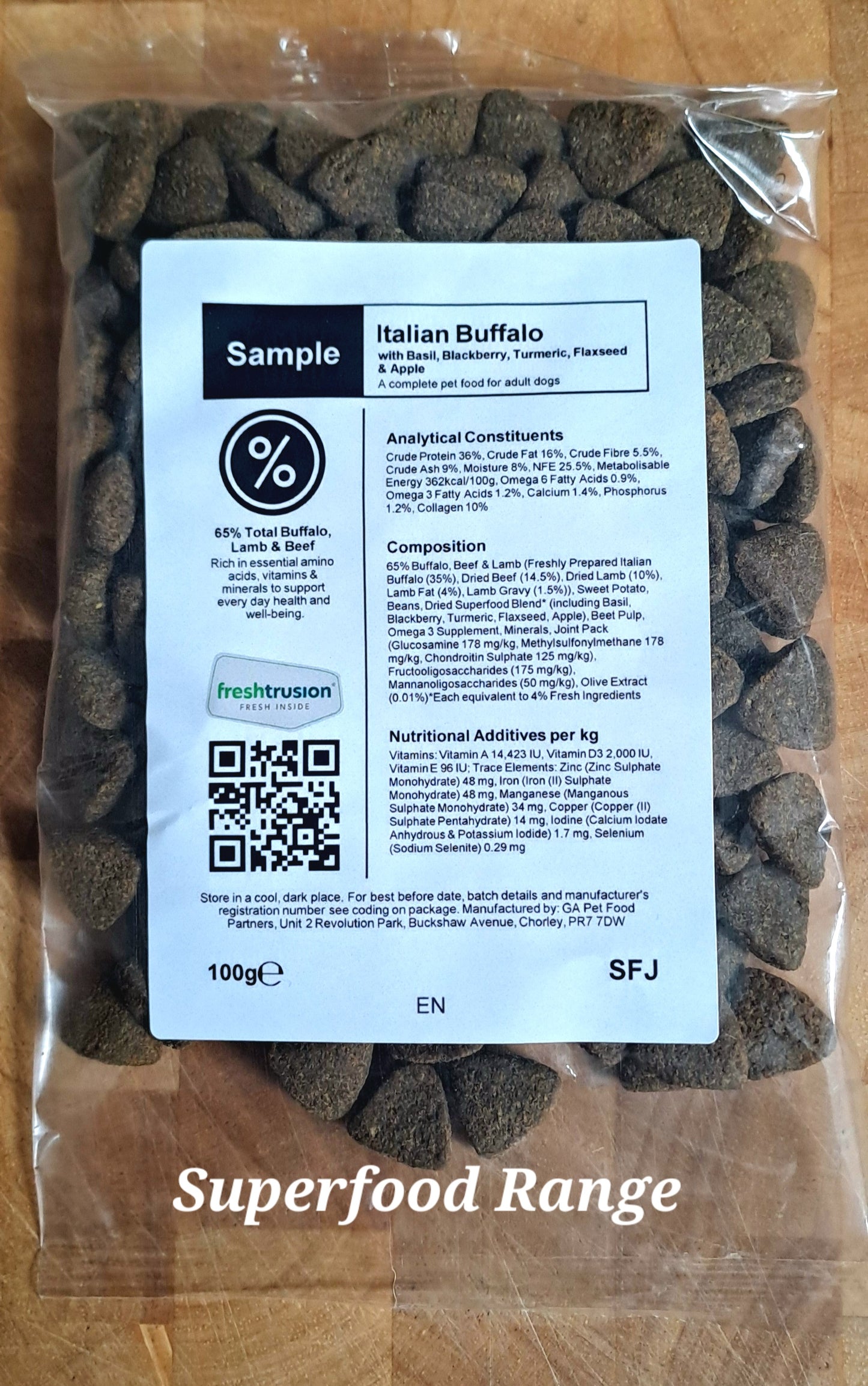 Sample Superfood Range Italian Buffalo , Basil, Blackberry, Turmeric, Flaxseed & Apple